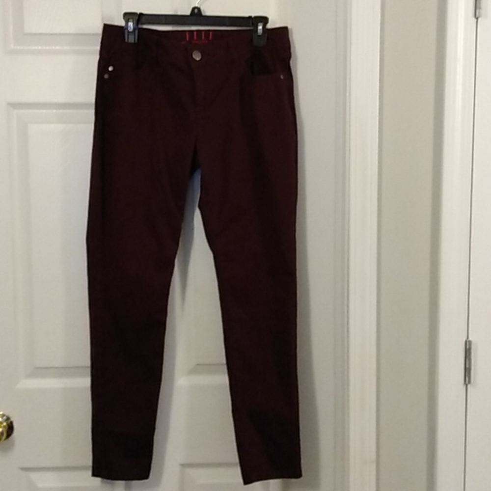 Ladies ELLE Jeans Burgundy With Shimmering Effects